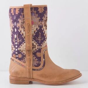 Anthropologie Ella Moss leather tribal print boots